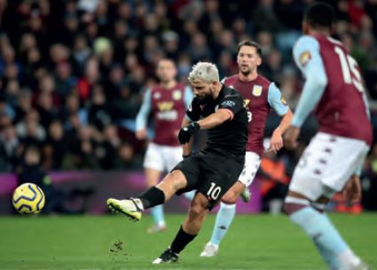 aston villa away 2019 to 20 1st aguero goal