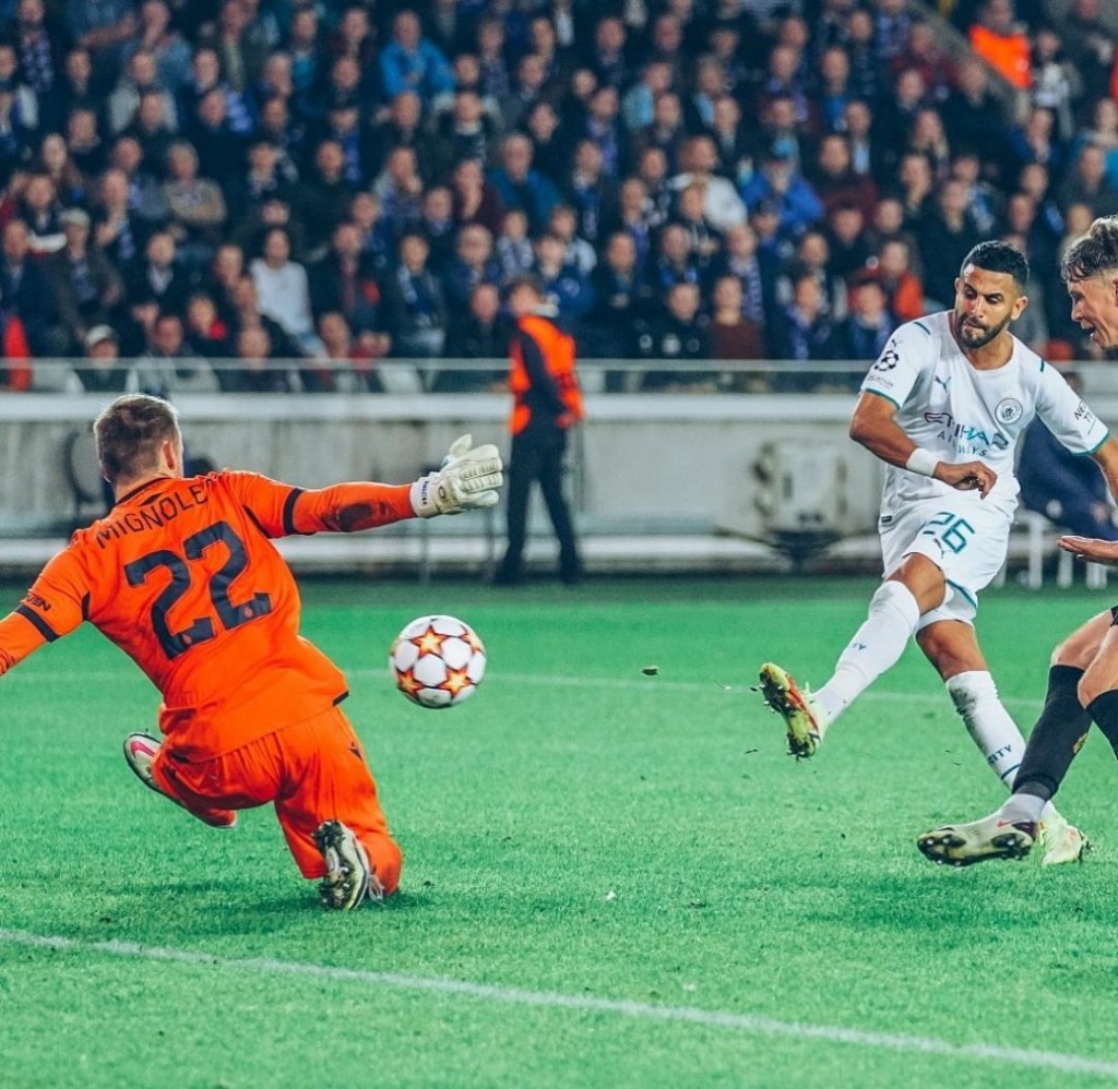 brugges away 2021 to 22 mahrez second goal