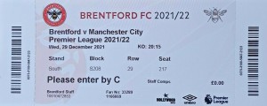 brentford away 2021 to 22 ticket