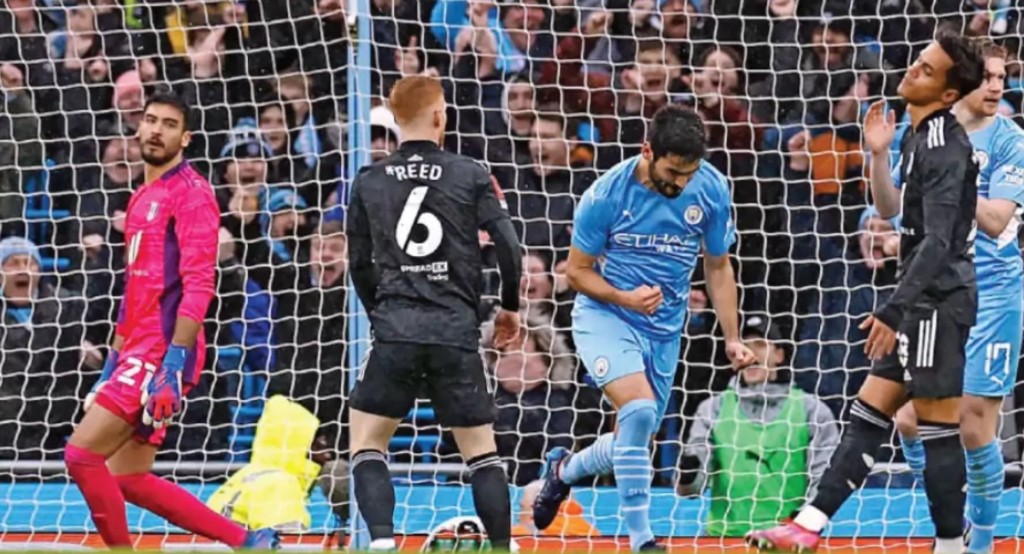 fulham fa cup 2021 to 22 gundogan goal