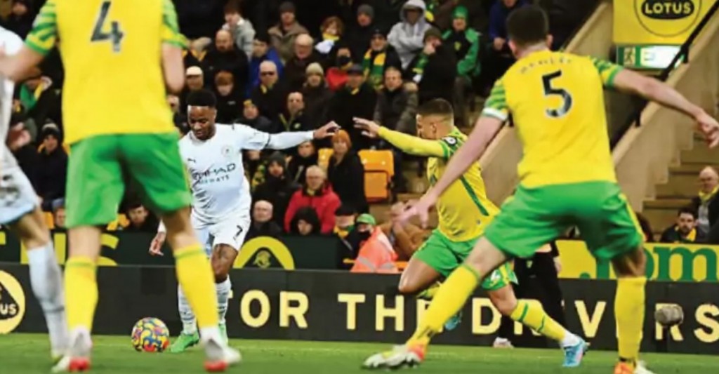 norwich away 2021 to 22 sterling first goal