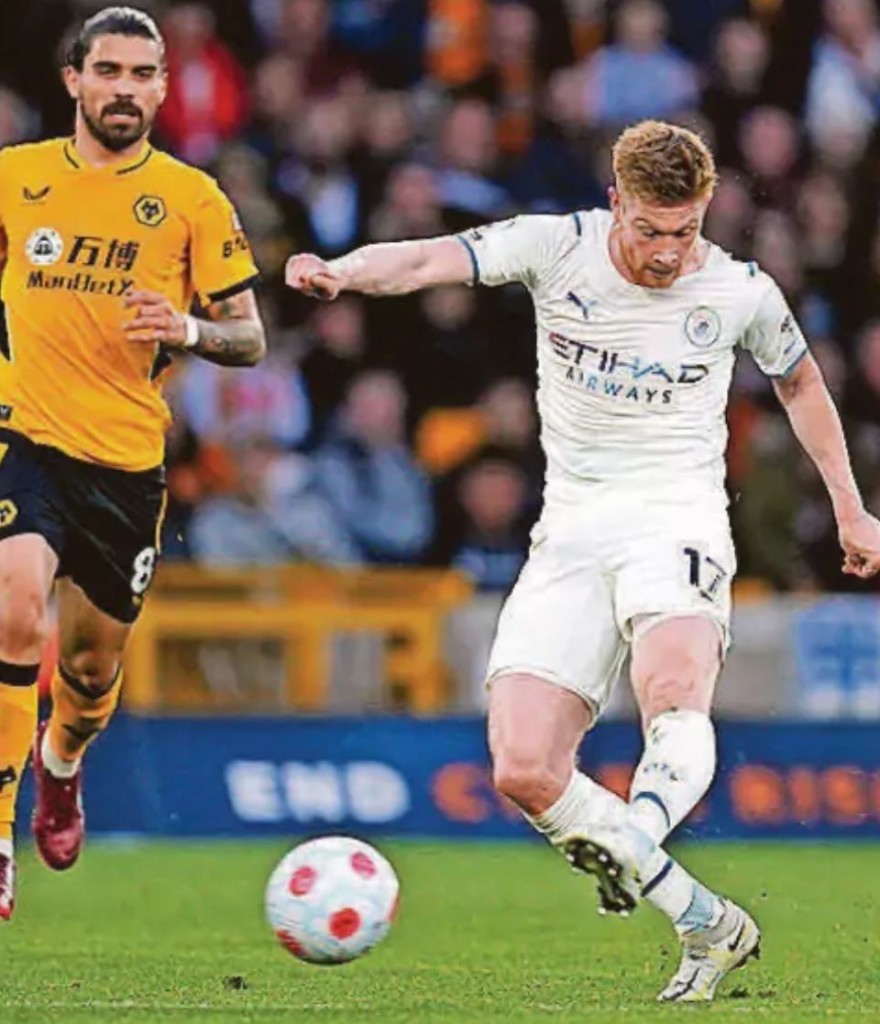 wolves away 2021 to 22 kdb 3rd goal3