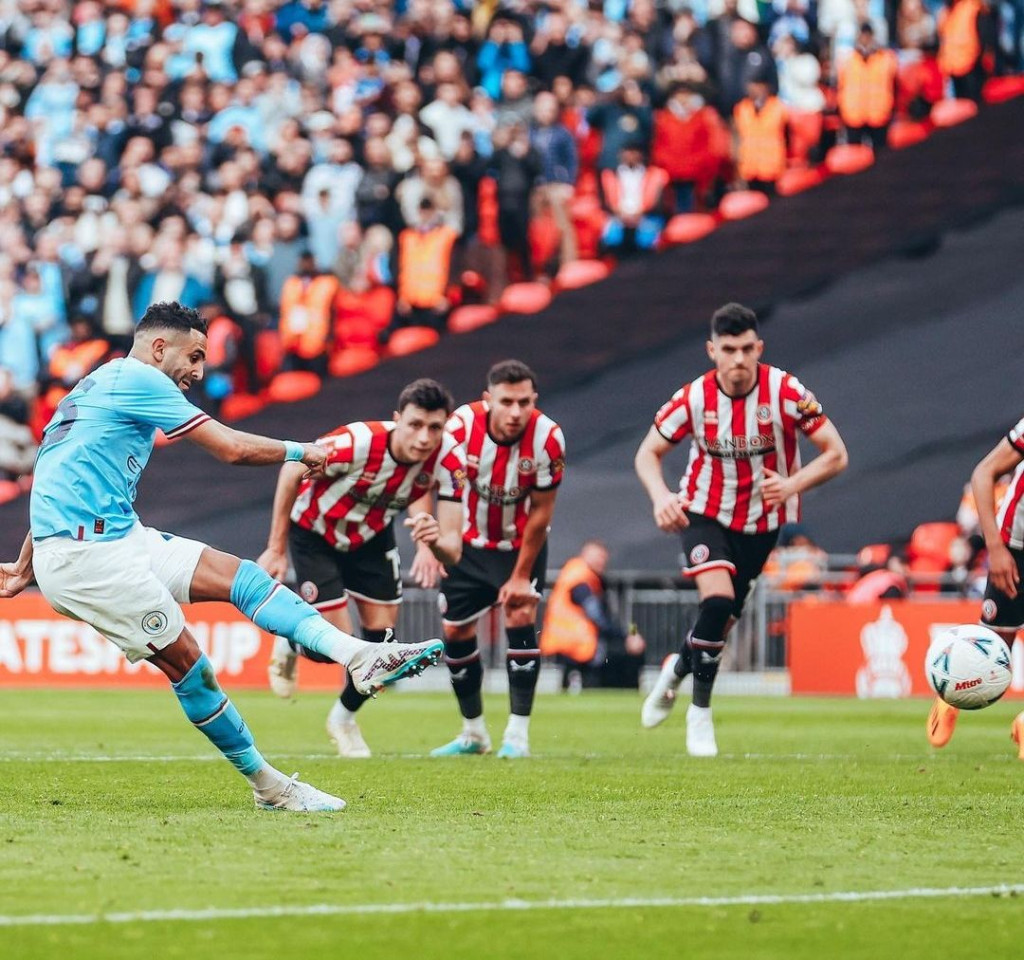 sheffield utd fa cup semi 2022 to 23 mahrez pen goal