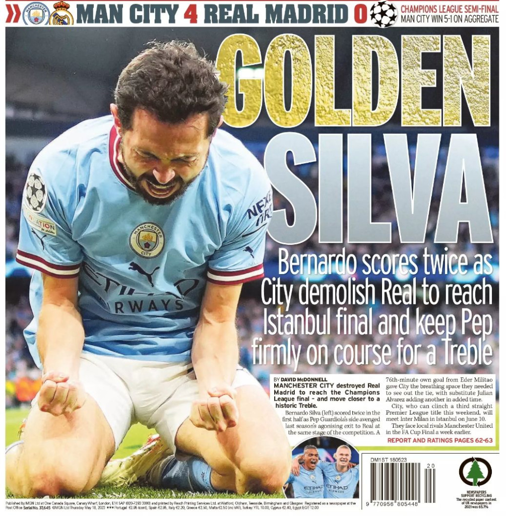 Real madrid home 2022 to 23 daily mirror back page